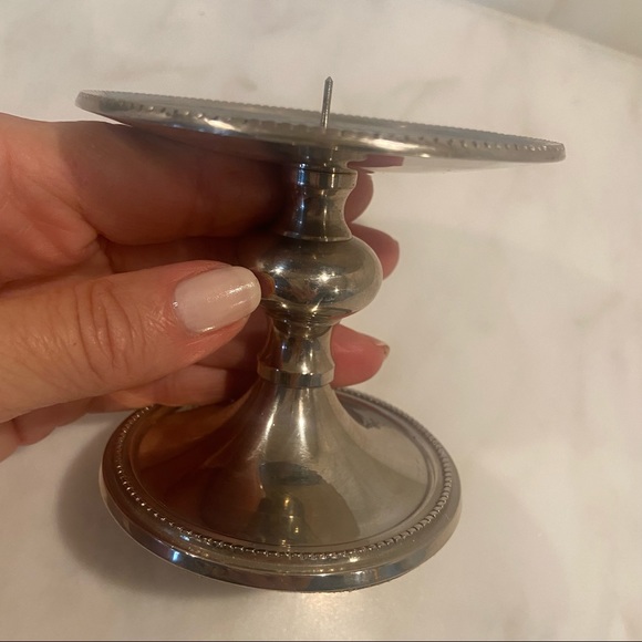 Silver Plate Pedestal Candle Holder - 3”H - Picture 2 of 6